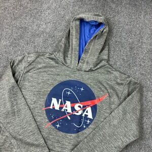 Wear Code NASA Graphic Hoodie Gray Space Dye Sweatshirt Mens Medium
